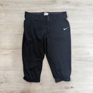 Nike Women's Black Cropped Slim Fit Softball Pants Athletic Black 812572 Large